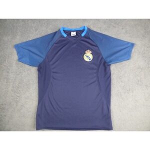 Real Madrid Soccer Jersey Mens Small Navy Blue V-Neck Short Sleeve Training Shir